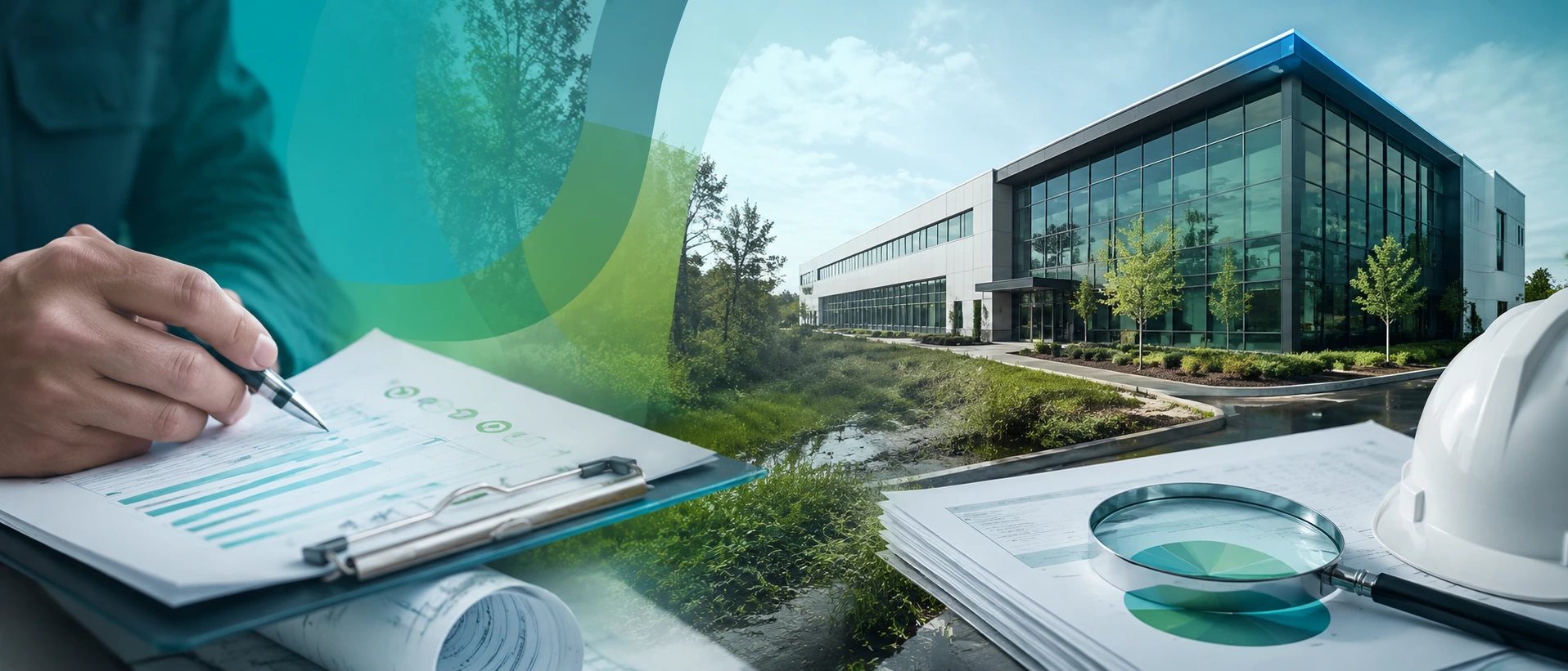 Commercial real estate due diligence with property inspection, environmental assessment, and document review